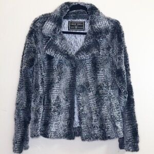 True Grit Silky Faux Fur Collar Jacket Snake‎ Size M